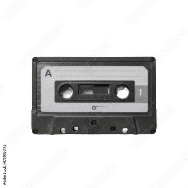 Fototapeta old tape cassette isolated on white background, representing vintage music, retro audio, and nostalgic pop art style