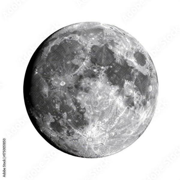 Fototapeta moon isolated on white background, representing space, astronomy, and celestial beauty in retro pop art style