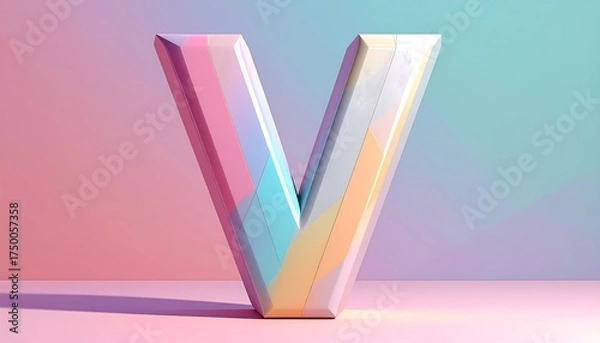 Fototapeta Colorful Pastel Letter V Design.