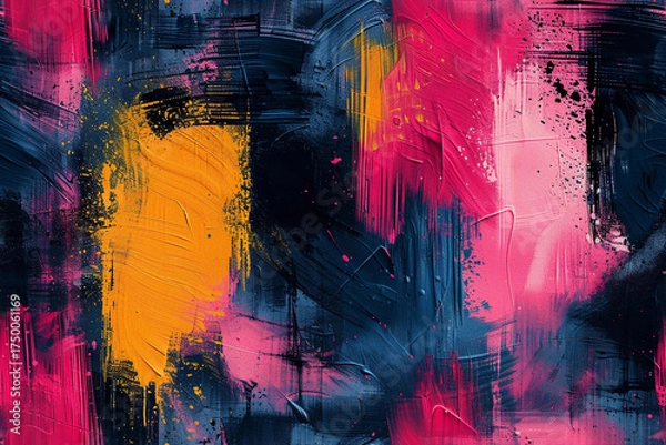 Fototapeta Vibrant seamless pattern with bold colors and abstract brush strokes