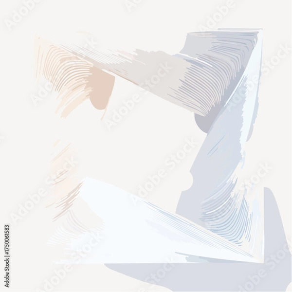 Fototapeta Contemporary abstract digital painting featuring soft, sweeping lines in muted pastel colors, forming a dynamic and elegant geometric composition
