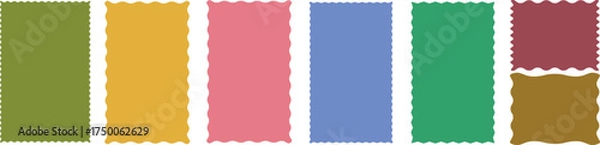 Fototapeta Zig zag wavy edge rectangle shape collection. Jagged rectangular form set. Black graphic design element pack for decoration, banner, poster, template, sticker, badge, label, tag, flyer. Vector bundle.