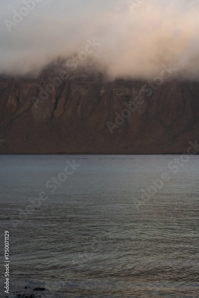 Obraz fog on the volcano and ocean on La Graciosa
