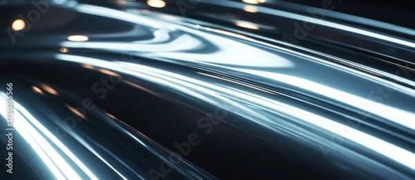 Obraz Shiny metal surface reflecting soft light patterns