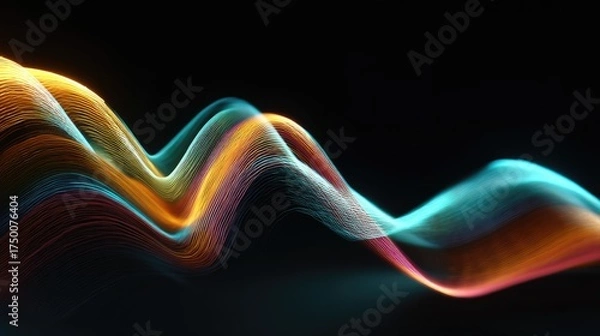 Obraz Colorful digital waves display artistic movement