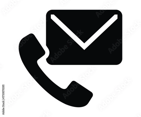 Obraz Email and Phone Alert Notification Icons Set – Security Warning, Spam Call, and Important Message Glyph Vector Illustration