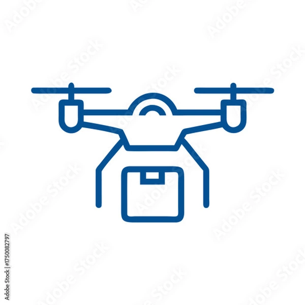 Fototapeta Blue Outline Drone Delivering Package Icon delivery On Transparent Background