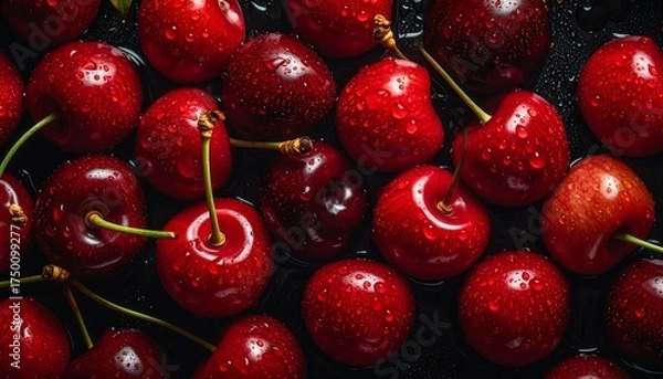 Fototapeta Close Up of Fresh Red Cherries.