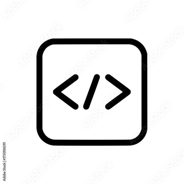 Fototapeta Code icon programming development html coding software technology script bracket symbol sign element 100