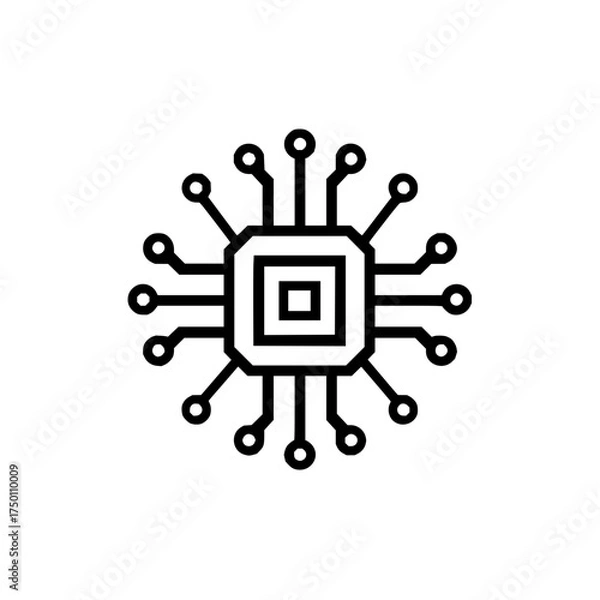 Fototapeta Microchip technology cpu processor circuit board integrated system electronics component engineering design icon vector