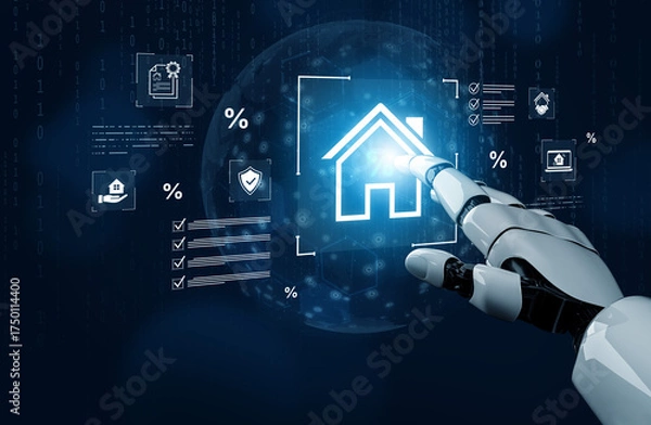 Fototapeta An AI assistant streamlines the real estate transaction process. This smart system helps manage mortgage applications, property tax documents, and contract compliance. Fermion