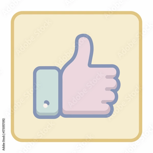Fototapeta Bold Thumbs-Up Monoline Flat Icon