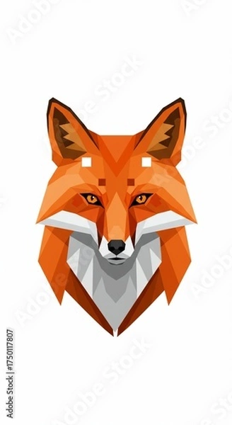Obraz Geometric Fox Portrait: A striking, vibrant digital illustration of a fox with a modern, geometric design, showcasing sharp lines and bold colors.