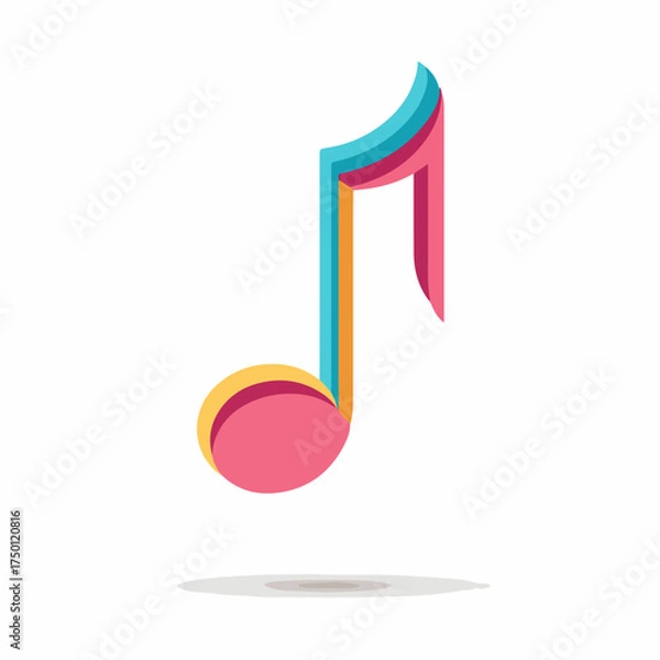 Obraz Minimalist Colored Music Note Flat Icon