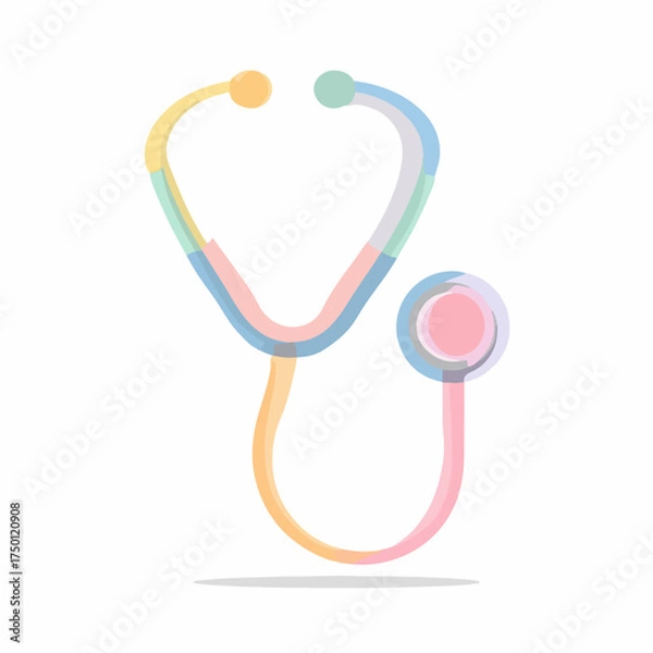 Obraz Minimalist Colored Stethoscope Vector Icon