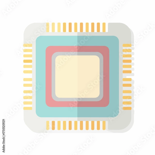 Obraz Minimalist CPU Chip Vector Icon Design