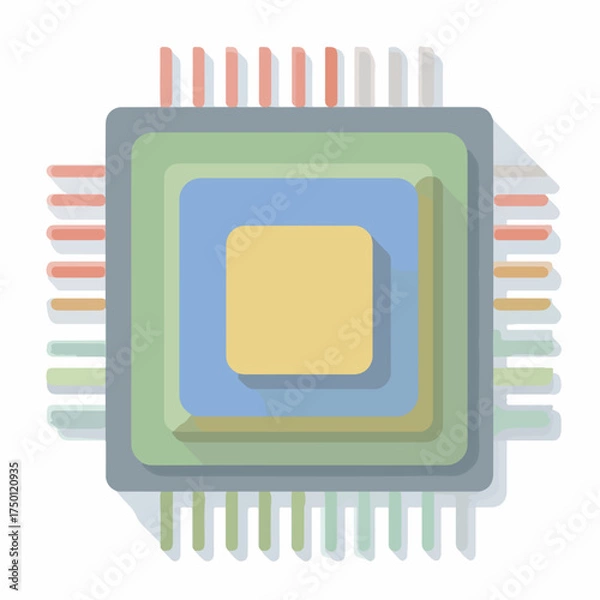 Obraz CPU Chip Minimalist Vector Icon Design