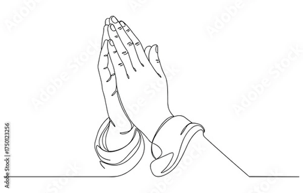 Obraz Continuous line art of hands in prayer symbolizing faith and hope