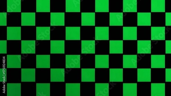 Fototapeta Seamless checkered pattern background in bold neon green and black.