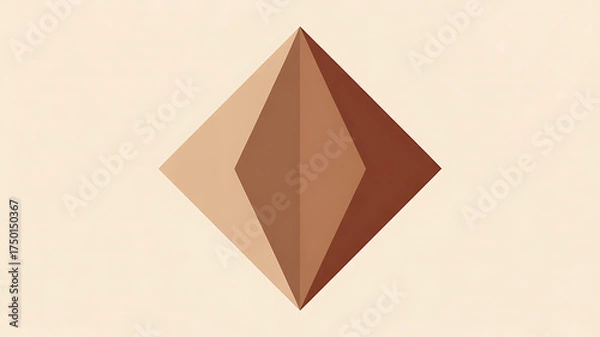 Fototapeta Geometric diamond shape, warm brown tones, angular facets, abstract design, modern, minimalist aesthetic.