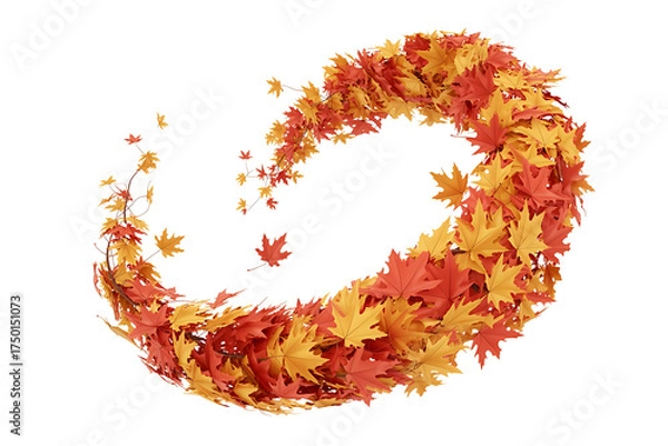 Obraz Vibrant autumn leaves swirl in a circular pattern, showcasing the beauty of fall foliage.