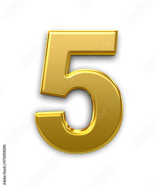 Obraz Number 5 golden 3d shining text effect 