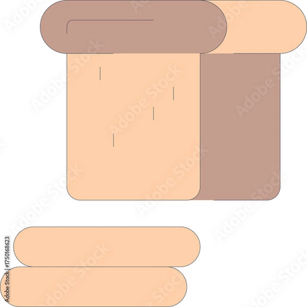 Fototapeta Abstract geometric shapes in pastel peach and taupe colors overlapping and isolated on a clean white background with soft rounded edges for modern design concepts and graphic elements