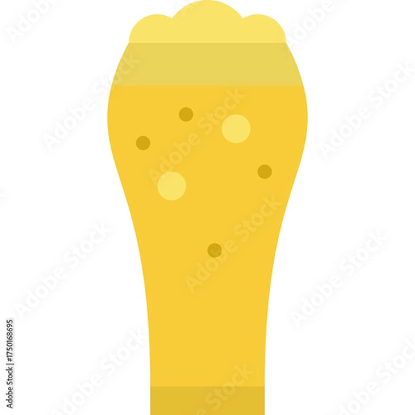 Fototapeta A Tall Glass Filled With Golden Yellow Beer And Bubbles On A Transparent Background