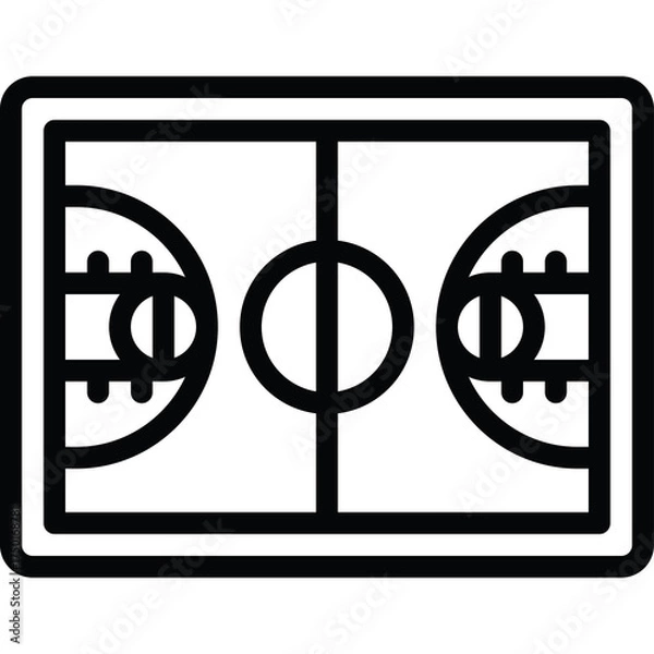Fototapeta Abstract Basketball Court Icon With Center Circle and Free Throw Lines On A Transparent Background With Black Outline