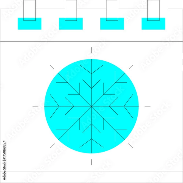 Fototapeta Abstract Cyan Blue Circle and Rectangles With Black Lines On White Background
