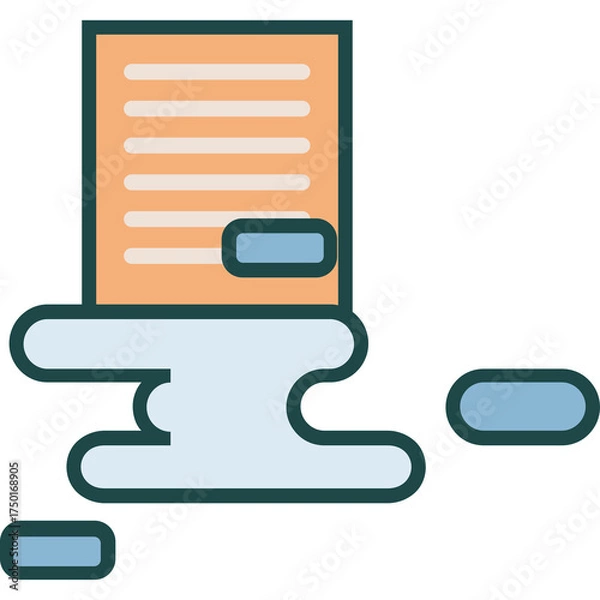 Fototapeta Abstract Digital Document Expansion Concept with Floating Elements and Orange Paper Detail Against a Clean White Backdrop