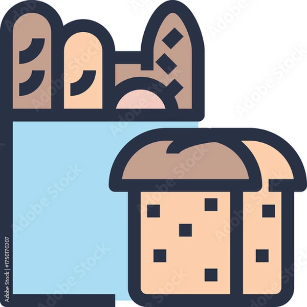 Fototapeta Bag of Baked Goods and Sliced Bread on Transparent Background Freshly Baked Pastries and Loaves of Bread in a Light Blue Shopping Bag Ready for Purchase Healthy Food Option for Breakfast or Snacks.