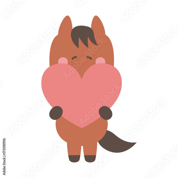Obraz ハートを持ったかわいい馬のキャラクターイラスト素材