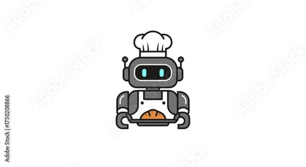 Fototapeta Robot chef holding bread