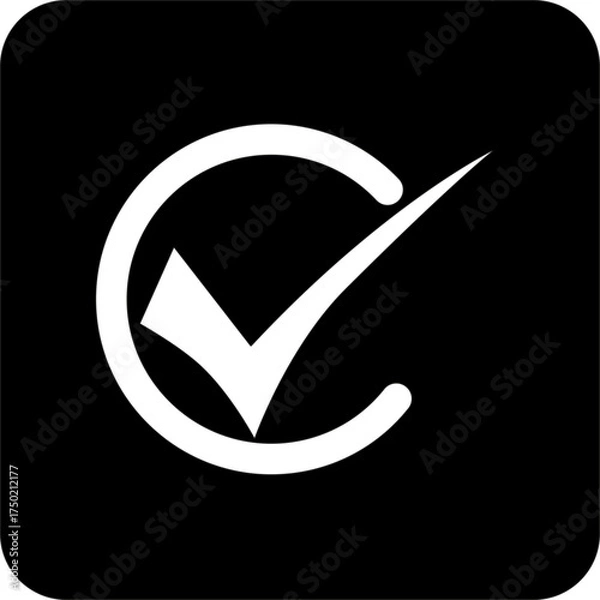 Obraz Positive Accept Square Vector Icon, simple line vector for UI UX design. Symbol for website and mobile app interface and navigation button