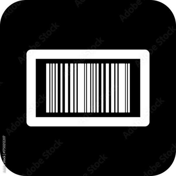 Obraz Black Square Barcode Vector Icon, simple line vector for UI UX design. Symbol for website and mobile app interface and navigation button