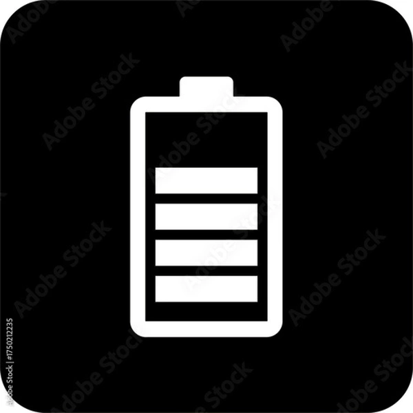 Obraz Black Square Battery Icon (Vector), simple line vector for UI UX design. Symbol for website and mobile app interface and navigation button