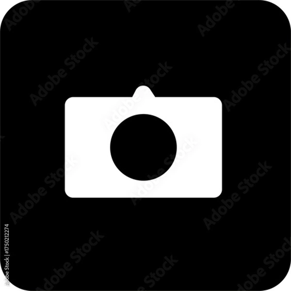 Obraz Black Square Camera Vector Icon, simple line vector for UI UX design. Symbol for website and mobile app interface and navigation button