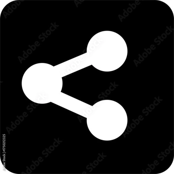 Obraz Black Square Share Vector Icon, simple line vector for UI UX design. Symbol for website and mobile app interface and navigation button