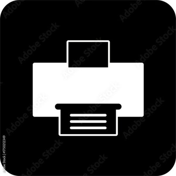 Obraz Black Square Printer Vector Icon, simple line vector for UI UX design. Symbol for website and mobile app interface and navigation button