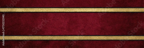 Fototapeta Luxurious red and gold vintage background with classic grunge texture. This sophisticated horizontal banner has elegant stripes, perfect for decorative frame or empty template