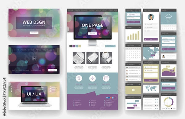 Fototapeta Website design template and interface elements