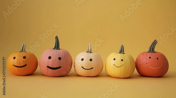 Obraz Pumpkins with happy faces