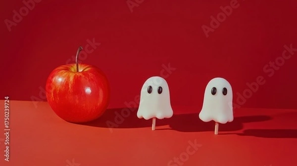 Obraz Red apple and ghost treats
