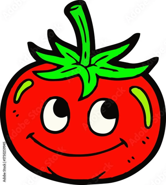 Fototapeta Cartoon Illustration of a Tomato with a Face