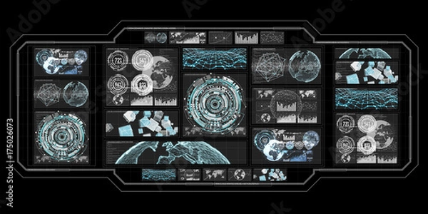 Fototapeta 3D rendering digital charts and graph hologram screen