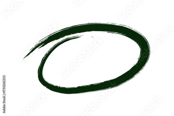 Fototapeta Dark Green Brushstroke Circle – Hand-Drawn Ellipse for Emphasis and Creative Design