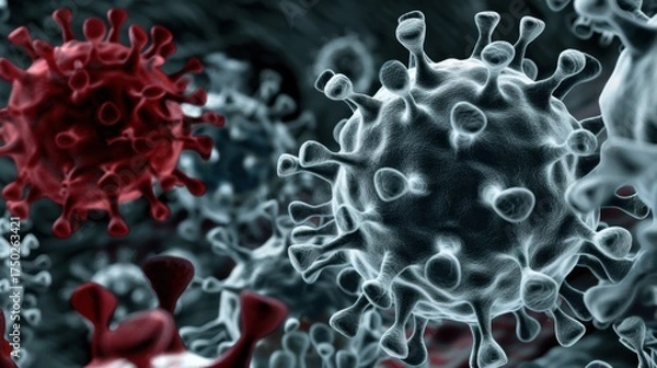 Fototapeta Norovirus: Understanding the Highly Contagious Gastrointestinal Virus – Symptoms, Transmission Routes, Prevention Measures, and Treatment Options for Public Health Awareness, Including Foodborne and P