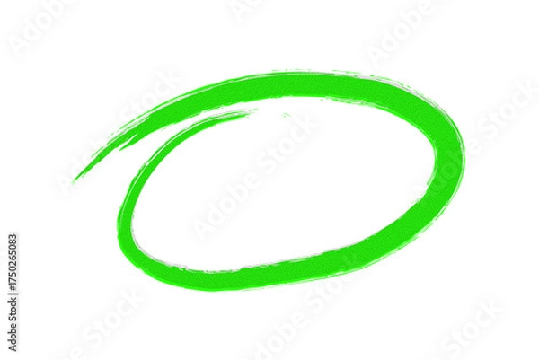 Fototapeta Green Brushstroke Circle on Black – Dynamic Hand-Drawn Ellipse for Artistic Design