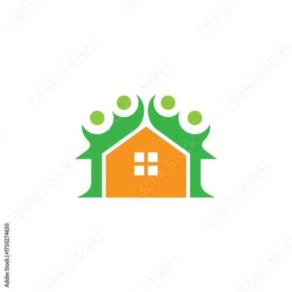 Obraz modern family house logo design vector with flat style